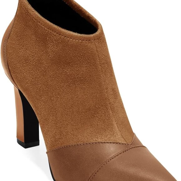 Womens Ankle Booties Dress Boots Pointed Toe Stiletto High Heel Splicing Booties - Picture 1 of 6